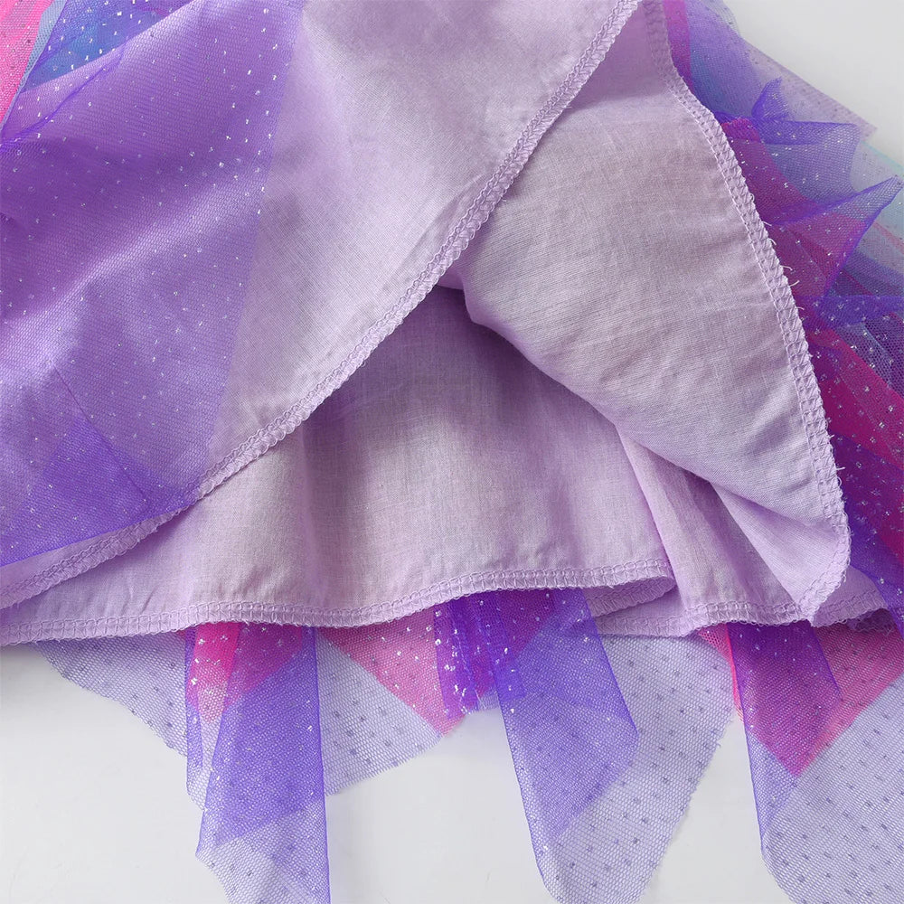 VIKITA Winter Princess Dress 2024 Long Sleeve Kids Birthday Party Prom Dress For Girls Irregular Layer Mesh Children Tutu Dress