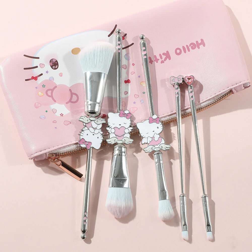 5pcs cute style Holor Kitty makeup brush, super soft Holo Kitty Angel series brush, pink, silver optional, perfect birthday gift