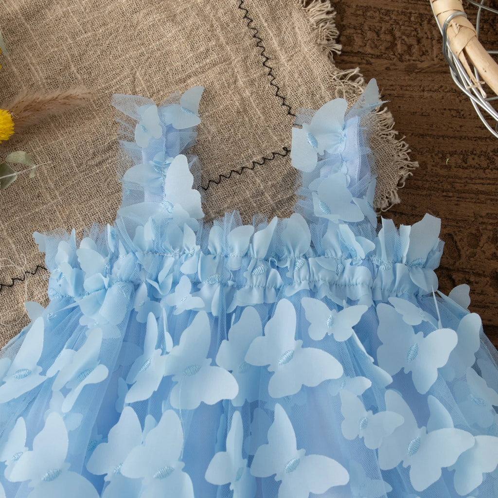 Summer New Butterfly Chiffon Baby Girl Princess Dress, Birthday Party Children'S Clothes For Babies Aged 3 Months To 3 Years Old
