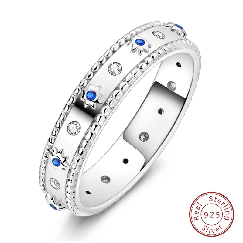 New Rings For Women 100% 925 Sterling Silver Star Moon Colorful Zircon Rings Fine Wedding Engagement Birthday Jewelry Gifts