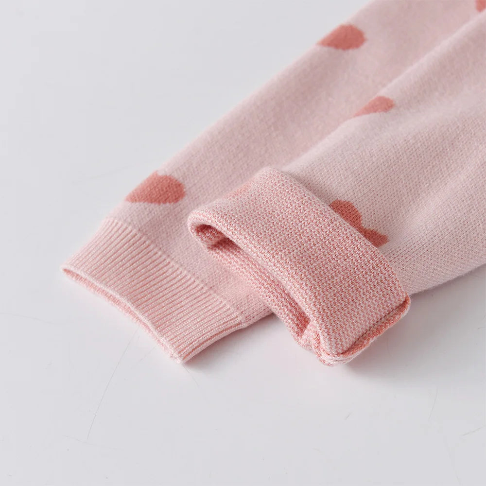 VIKITA Teenagers Pink Sweaters Girls Heart Shape Costumes Fall Spring Winter Knitted Fashion Blouses Sweaters Casual Wear Tops