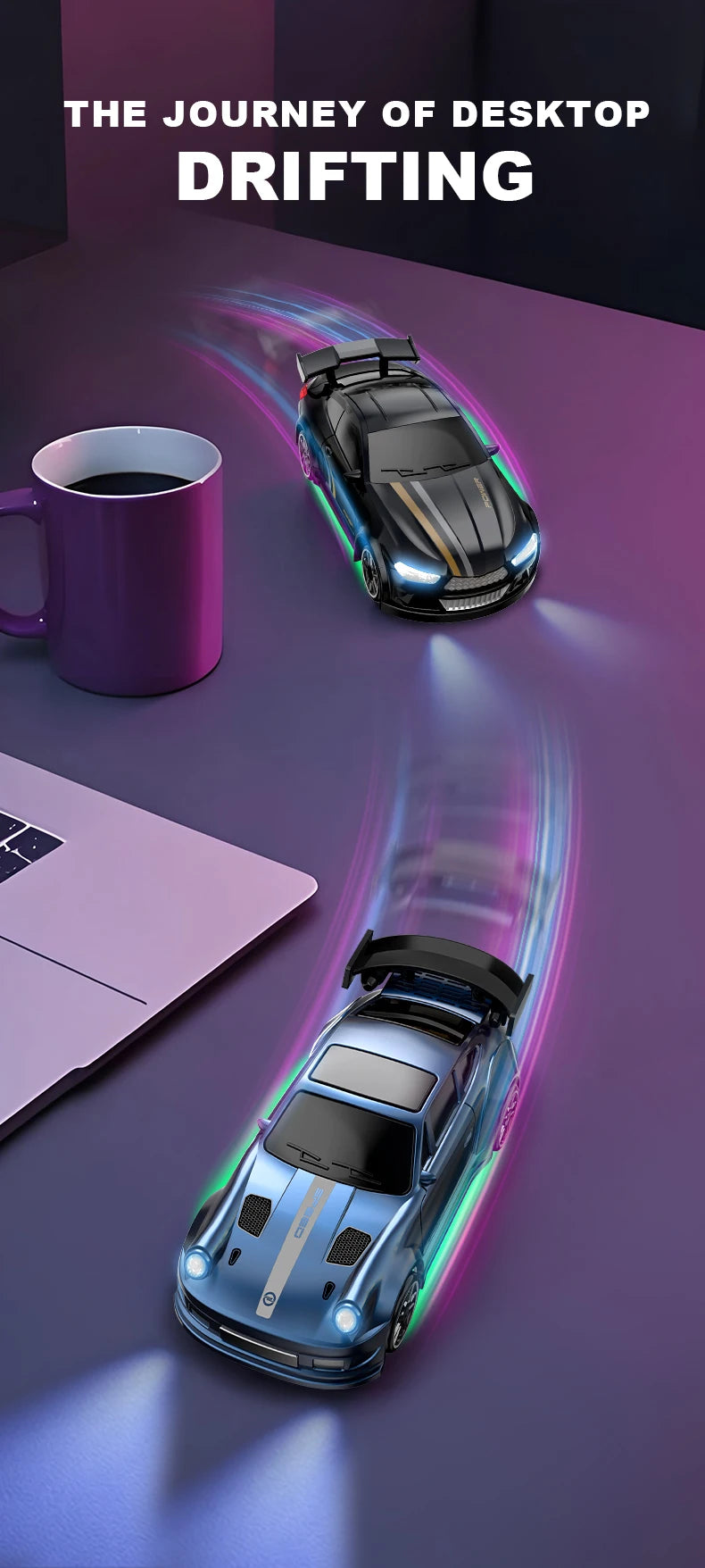 1/64 Scale Drift RC Car - 2.4GHz Desktop Mini Racing Model with ESP, 4WD Remote Control Vehicle, Toy for Adults & Kids, Ideal Gi