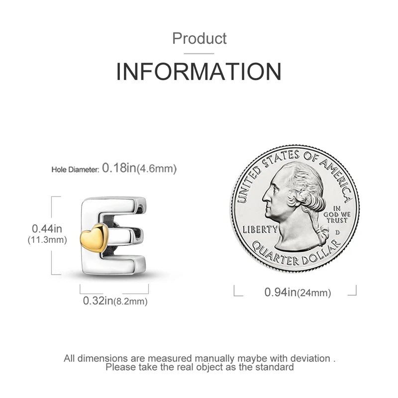 925 Sterling Silver DIY Alphabet Charms Beads LOVE Heart Letter Fit Original Bracelet Bangle Necklace Jewelry Marking Gift