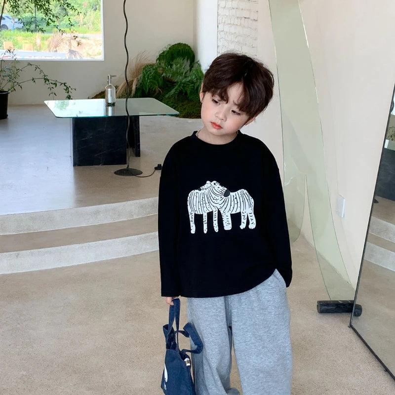 Cartoon Print Children's Top Boys Tshirt Boy Child Tee Shirt Junior Boys' Spring Autumn Clothing Boys' T-shirt 7 8 Years Tees 12