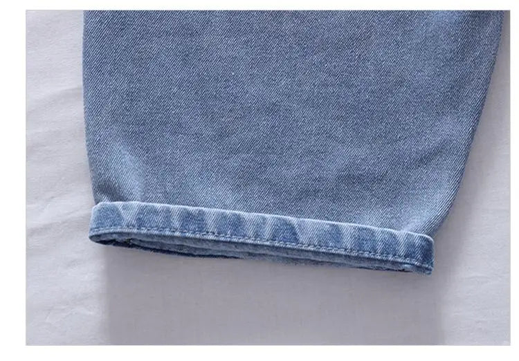 2024 New Teenage Boys Denim Shorts 4-10 Years Summer Fashion Letter Printed Soft Trousers For Kids Children Casual Pants