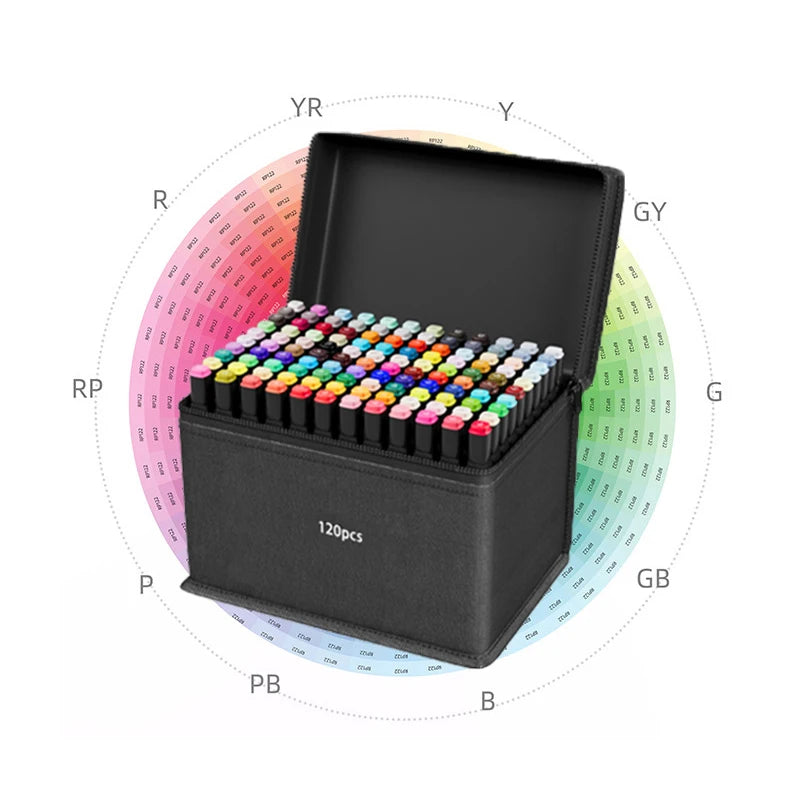 12/24/30/40/60/80/100/120/168pcs Art Marker Set, Watercolor Brush Pens For Students, Dual Tip Oil-Based Markers For Art Students