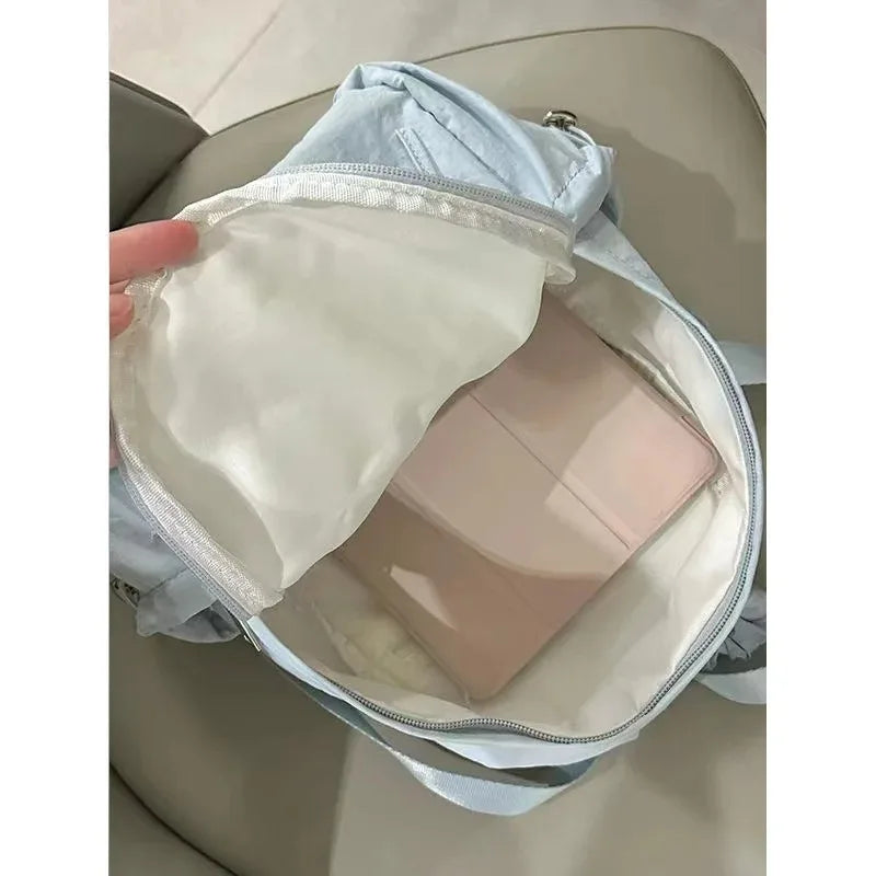 Personalized Embroidered Name Simple Versatile Drawstring Bow Backpack Large Capacity Backpack School Travel For Gifts Backpack