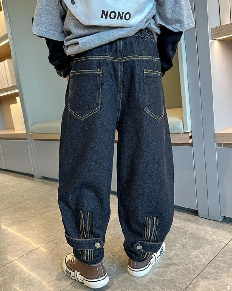 2025 New Boys' Denim Jeans 2025 Trendy Tween Boys Casual Long Pants Boys' Relaxed Fit Jeans Hot Sale
