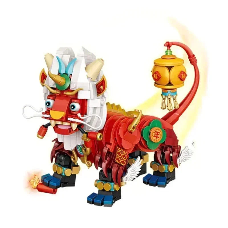 1024PCS Nian Beast Mini Building Blocks Creative Chinese Tradition Culture/Spring Festival/New Year's Toys/Year Monster
