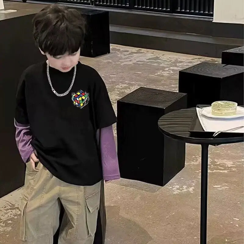 Cartoon Printing 3 Year Old Boy Clothes Children's Clothing Boys Kids 7 12 Years Junior Boys' Spring Autumn Top Tops Korean 2025