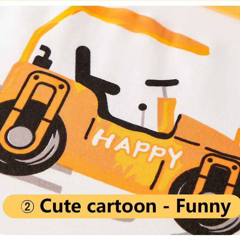 4/8Pcs High Quality Cotton Boy Boxer Brief Cool Excavator Pattern Kids Boxers Breathable Children Underwear Soft Bottom Panty