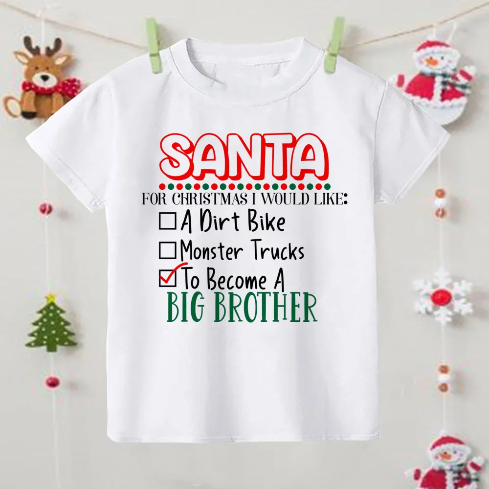Christmas Children's T-shirt Xmas Party Gift Boys Girls Sibling T Shirt Outfits Clothes Kids T Shirts Cute Short Sleeve Tops Tee