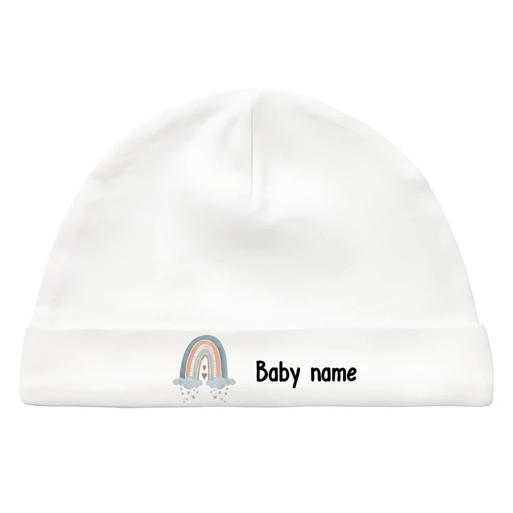 Personalised Unisex Baby Hat Infant Head Wear Baby Shower Gift Custom Newborn Beanie with Name First Hat for Babies