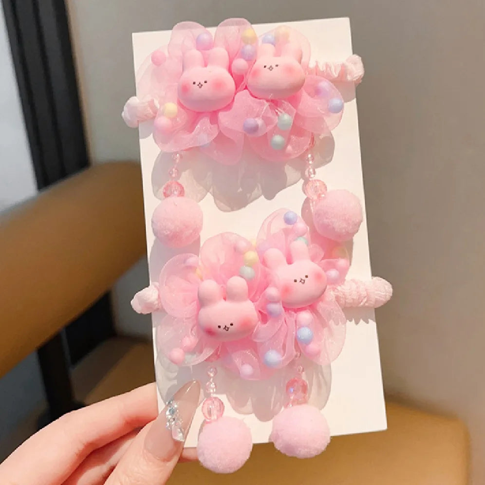 Cute little girl‘s hair loop elastic hair rope flower hair accessory