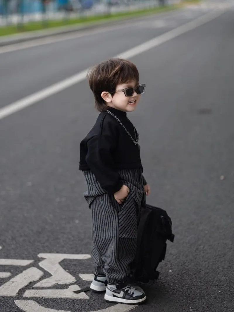 Fleece-Lined Hoodies Set Kids Clothes Boys Children's Suit for Boy Boy´s Clothing Winter 8 10 Year Old Sets Outdoor Top Bottom