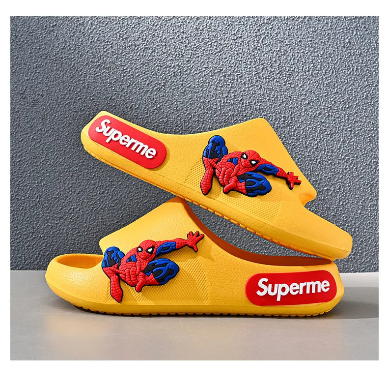 Disney Children Home Slippers Kids Cartoon Spiderman Boys Girls Soft Sole Shoes Anti-Slip Beach Slippers Size 24-45
