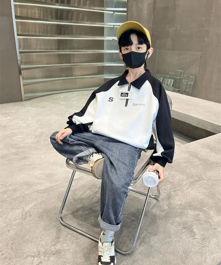 2025 New Arrival Boys' Base Layer Long Sleeve Top Spring Autumn Big & Mid Size Kids Stylish Cool Trendy Top