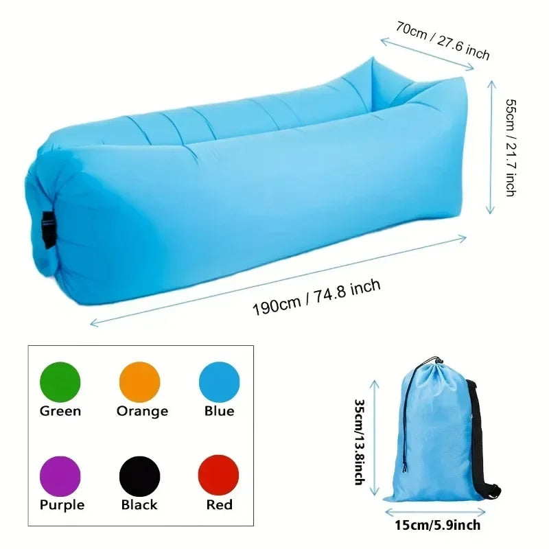 Inflatable Lounger Air Couch for Beach Chair Camping Chairs with Travel Bag & Pockets Portable Outdoor Camping Accessories