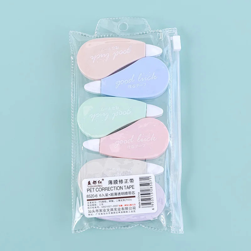 6Pcs/Set Correction Tapes Altered Tools Transparent Visible Stationery Cute Boy Girl Portable Mini Tape Set School Office Supply