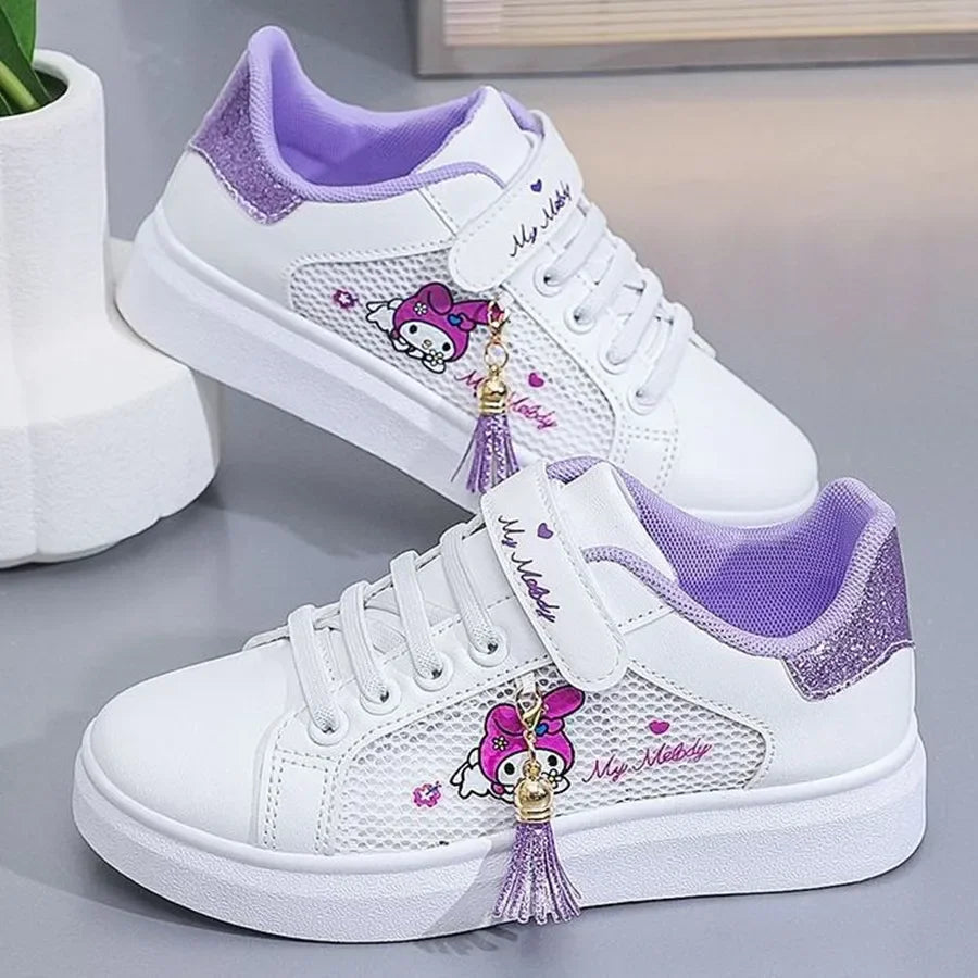 Sanrio hello kitty  spring autumn non-slip net shoes girl casual shoes cartoon board shoes kuromi sports shoes cute Sneakers