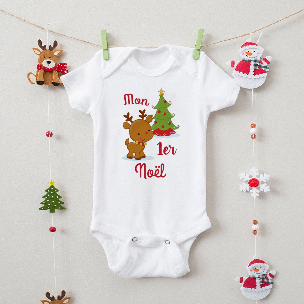 First Christmas Newborn Bodysuit Body Baby Clothes Kids Playsuit Xmas Party Gift Boys Girls Rompers Short Sleeve Infant Jumpsuit