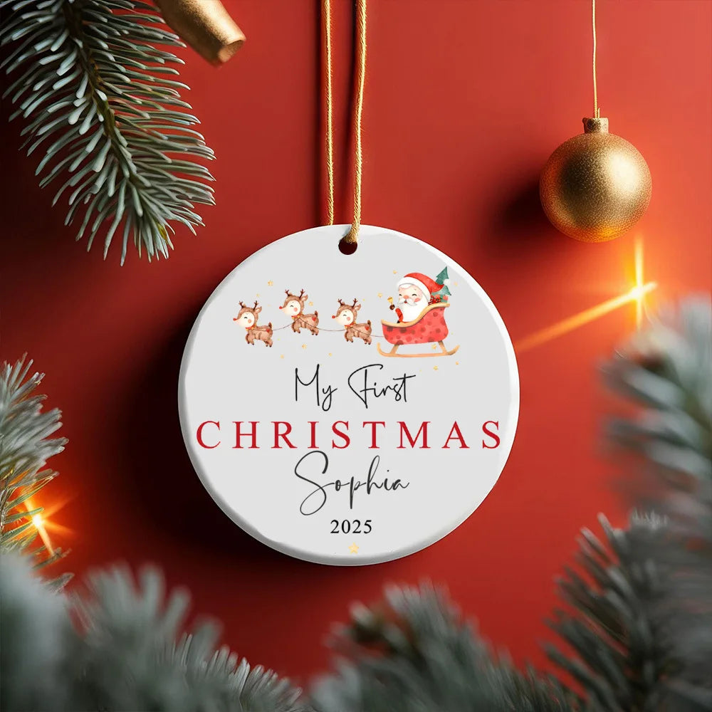 Personalized Baby's First Christmas Ornament Custom Name Gift for Newborn Christmas Tree Decor Photography Accessories