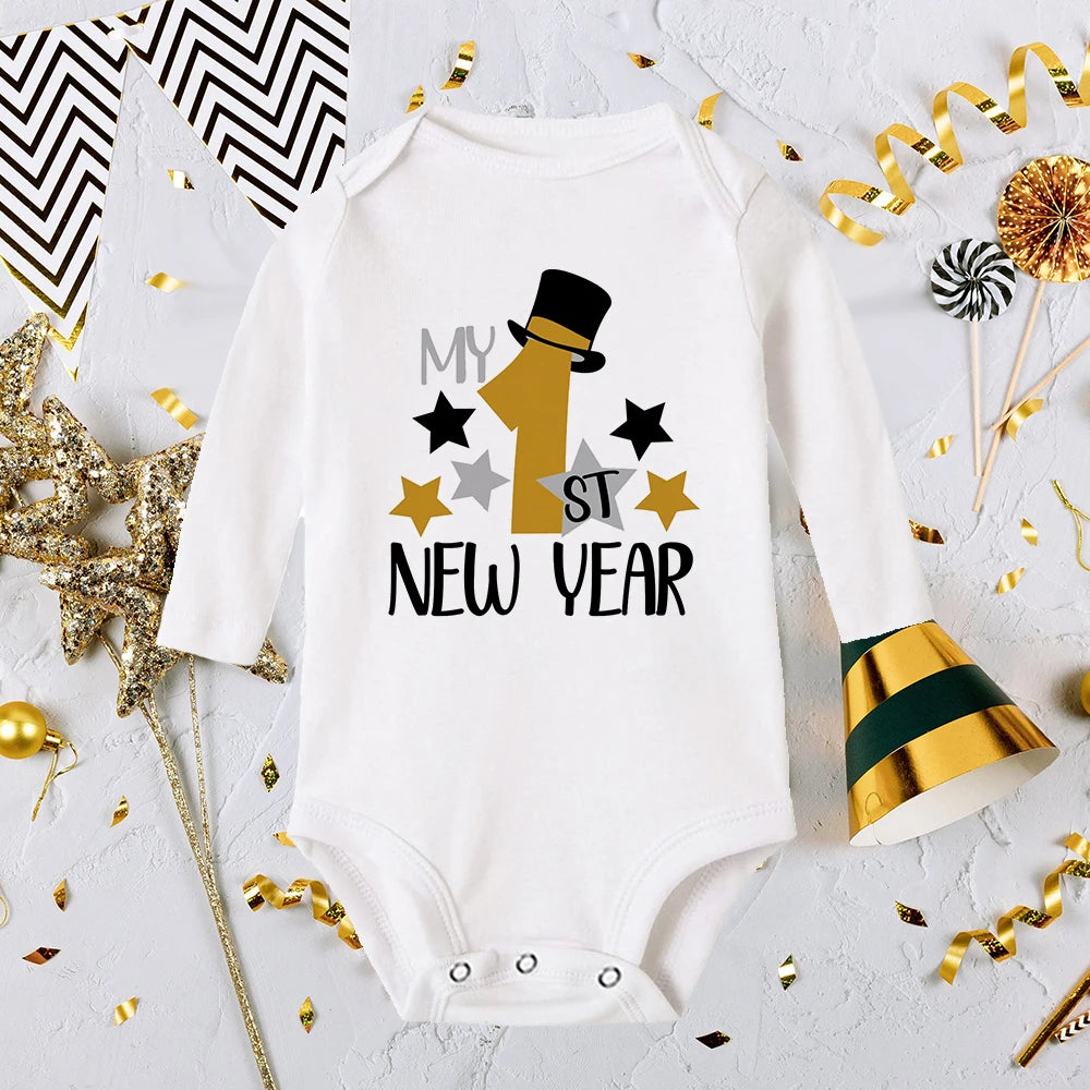 It Is My 1st New Year Baby Boy Girl Long Sleeve Romper Fashion Casual Robe Ropa Newborn Baby Bodysuit New Year Holiday Best Gift