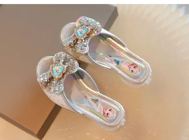 Disney Frozen Elsa Shoes For Girls Children Cartoon Princess Flats Kids Beach Home Shoes Inside Outside Slippers Size 26-36