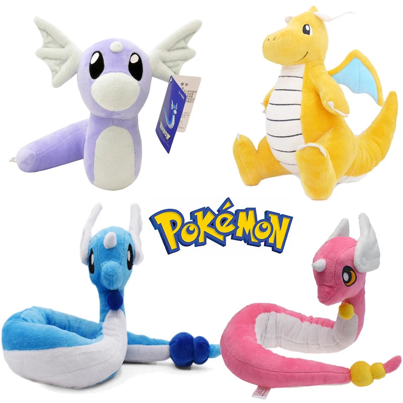20-68cm Kawaii Pokemon Original Flash Dragonite Mini Dragon Dragonair Cartoon Soft Plush Doll Throw Pillow Child Birthday Gift