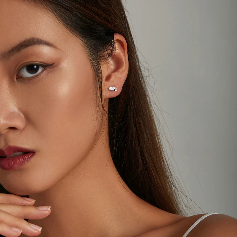 Bamoer 925 Sterling Silver Luxury Girl Earrings Rainbow Butterfy Cute Fancy Funny Ear Stud Original for Women Party Fine Jewelry