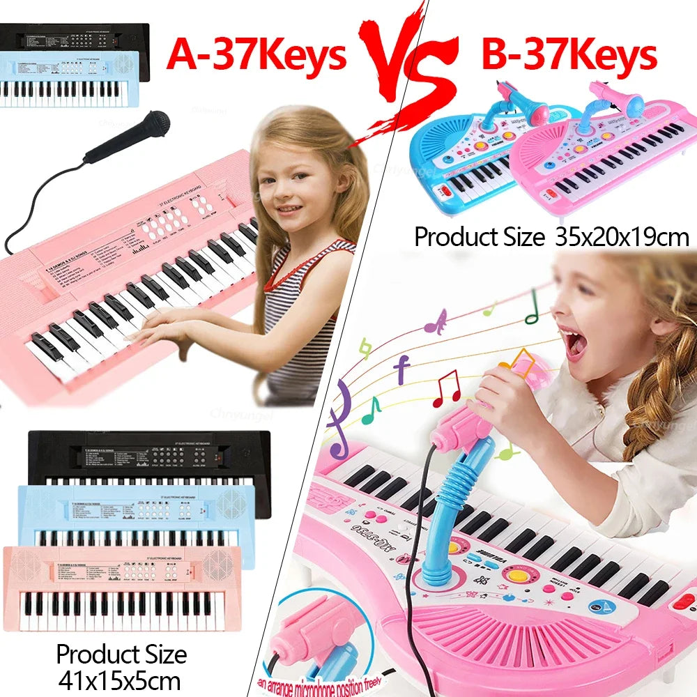 37 Keys Kids Electronic Piano with Microphone Educational Toys Musical Instrument for Kids Toddlers Boys Girls Birthday Gift