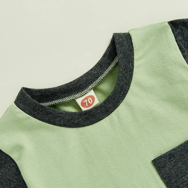 Infant Boy Cotton Romper Short Sleeve Round Neck Striped Jumpsuit Toddler Playsuit Summer Outfit for Newborns