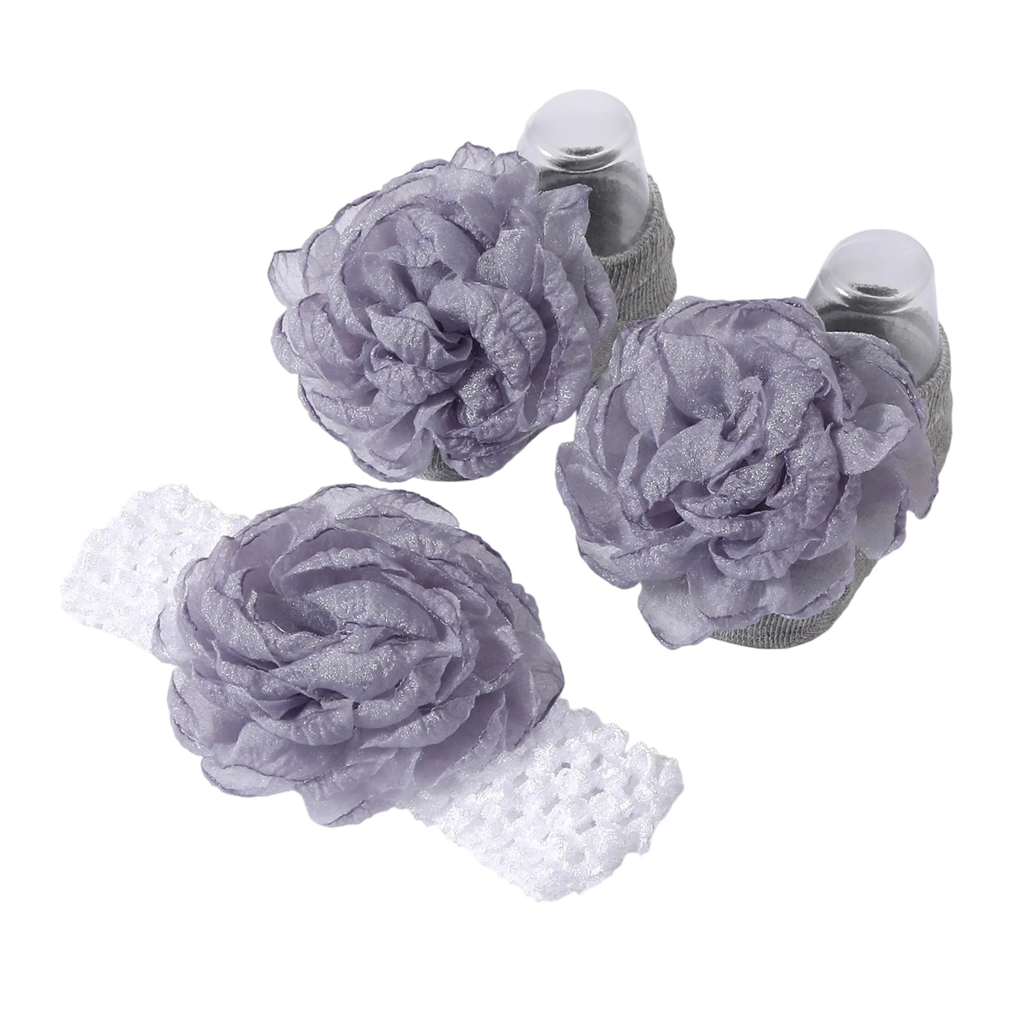 Adorable Baby Girls Hair Bow Clips and Socks Set Sweet Floral Headbands and Ankle Socks Infant Christening Outfit Accessory