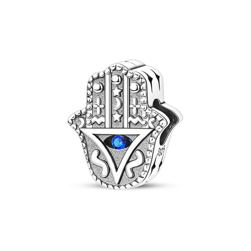 Hot Sales 925 Sterling Silver Charms Beads Devil's Eye Fatima's Hand Cross Beads Fit Original Bracelet Women DIY Jewelry Gifts