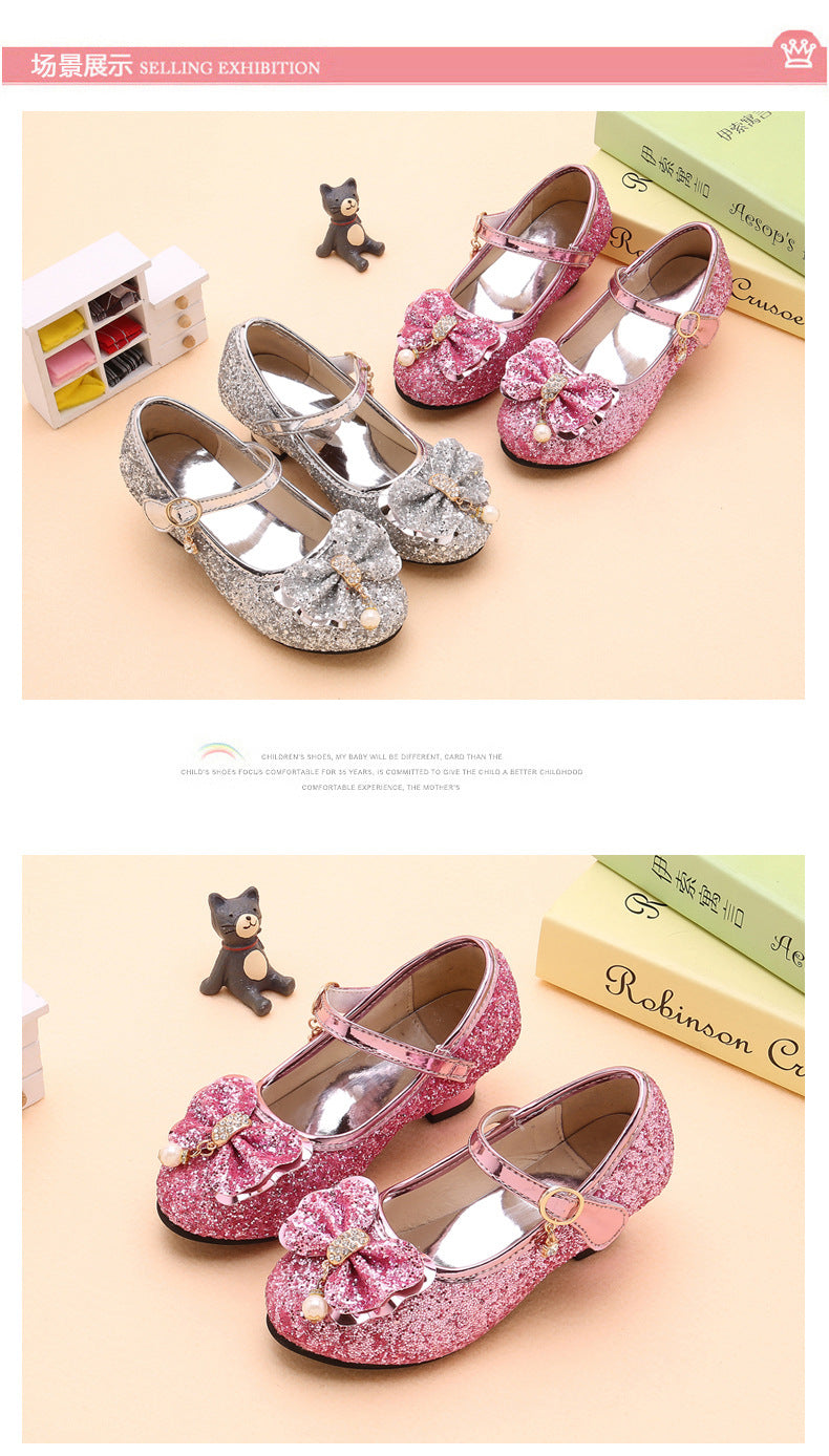 New Children Shoes Girls High Heel Princess Dance Sandals for Girls Kids Shoes Glitter Soft Leather Fashion Party Dress Wedding