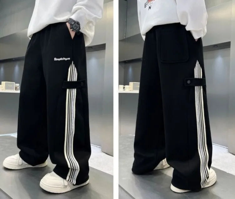 Boys Autumn 2025 Trendy Loose Sweatpants Casual Comfortable Outdoor Sports Pants for Tween Boys Size 8-12