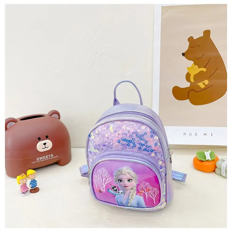 Disney Frozen Girls Backpack Elsa Princess New Girls Backpack Cartoon Cute Sequins Fashion Trend Kindergarten School Bag