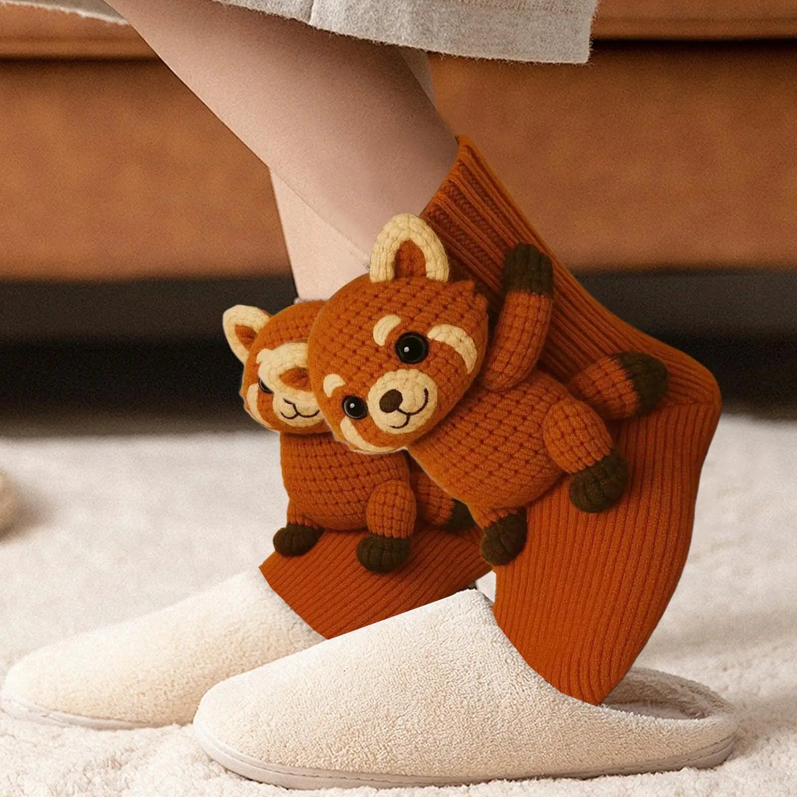 3D Knit Animal Socks Foot Warm Supplies 3D Novelty Knitted Socks for Women Kid Adult Winter Fall Christmas Birthday Indoor Home