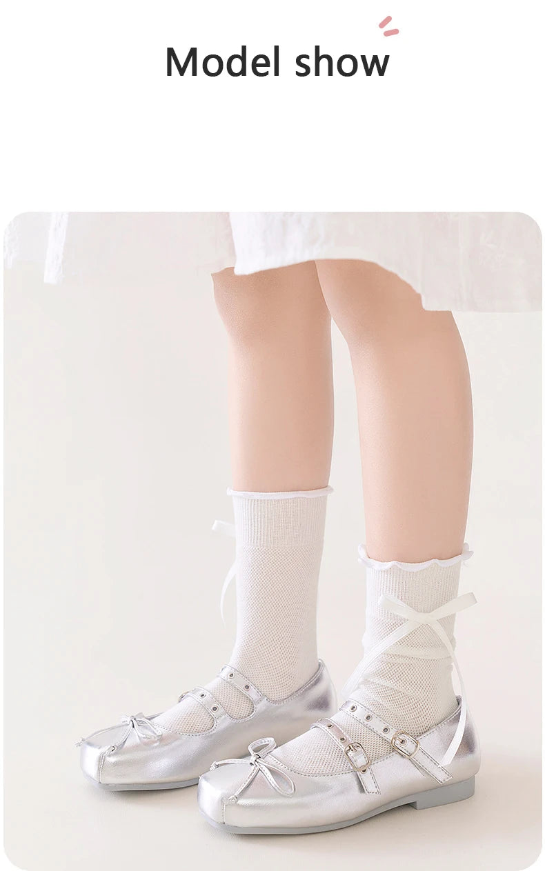 3/6 Pairs Girls Socks White Princess Lace Socks Kids Girl Breathable Children Socks Comfortable Mid Tube Socks For Girls