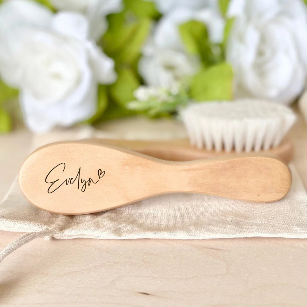Personalized Baby Hairbrushes Engrave Infant Name Wooden Newborn Hair Brush Comb Birth/Baptism/Birthday Baby Shower Gifts