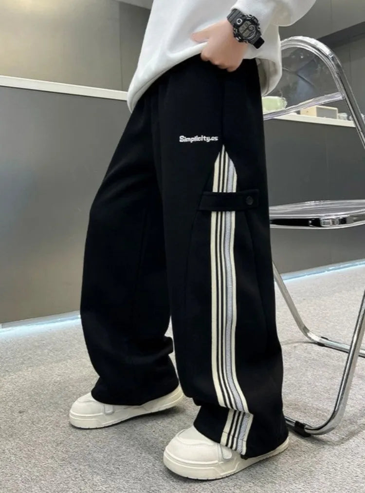 Boys Autumn 2025 Trendy Loose Sweatpants Casual Comfortable Outdoor Sports Pants for Tween Boys Size 8-12