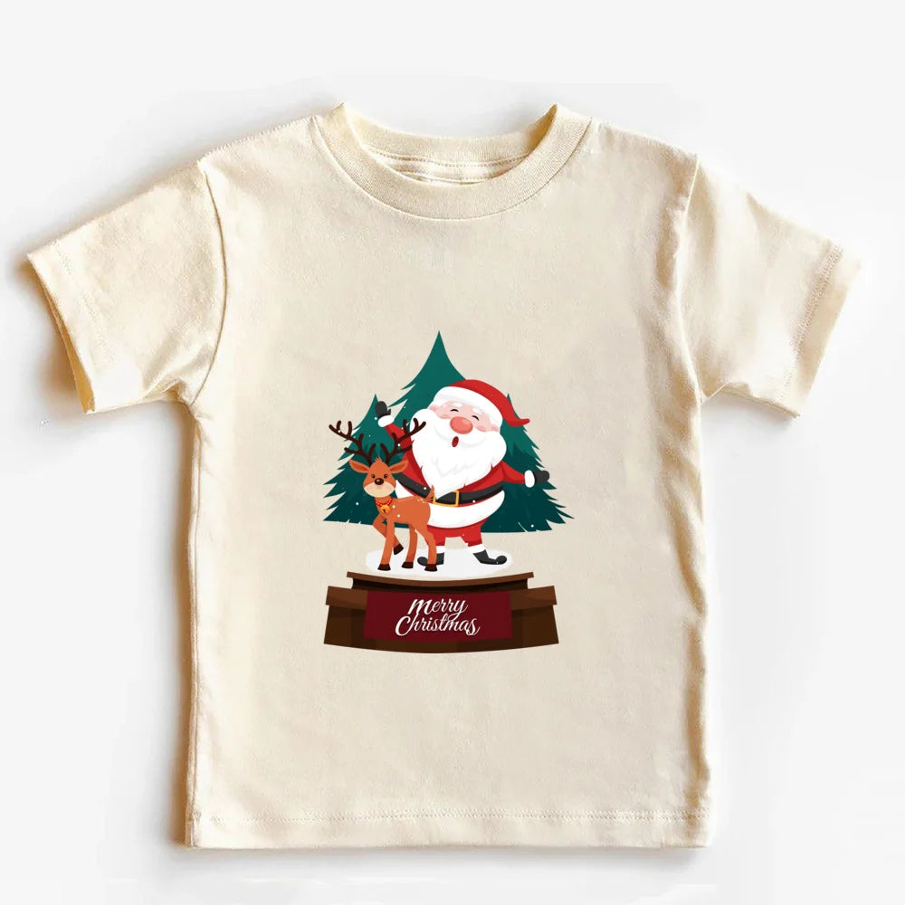 Retro Christmas Coquette Bow Toddler T-Shirt Festive Holiday Kids Short Sleeve Shirt Merry Christmas Outfit Holiday Clothing
