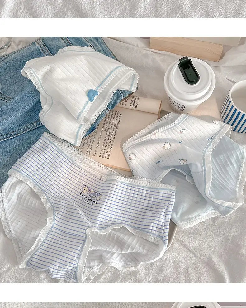 5PCS Kid Cotton Antibacterial Panties Girl Cute Cartoon Briefs 3-8Y Young Children Underwears Baby Soft Thin Breathable Knickers