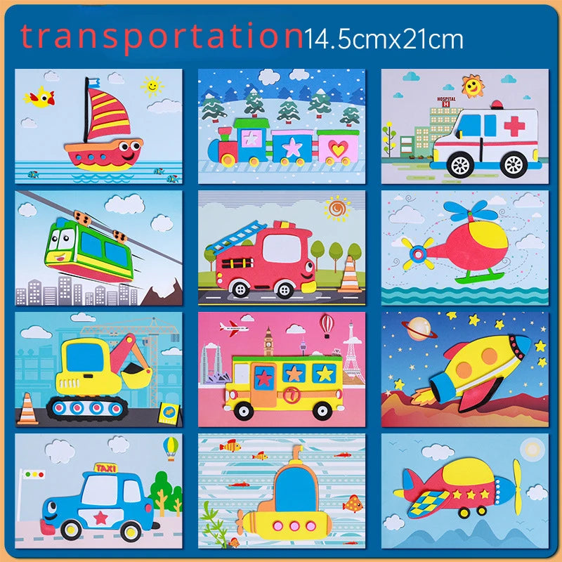 Cartoon EVA Sticker Toys DIY Kids Animal Handmade Stickers 3D Puzzle Game Cartoon Painting Stickers Learning Toys for Kids