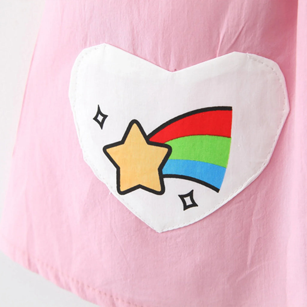 New Children's Clothing Summer Girls Rainbow Cloud Big Flip Collar Contrast Sleeveless Dress Korean Cartoon Dress