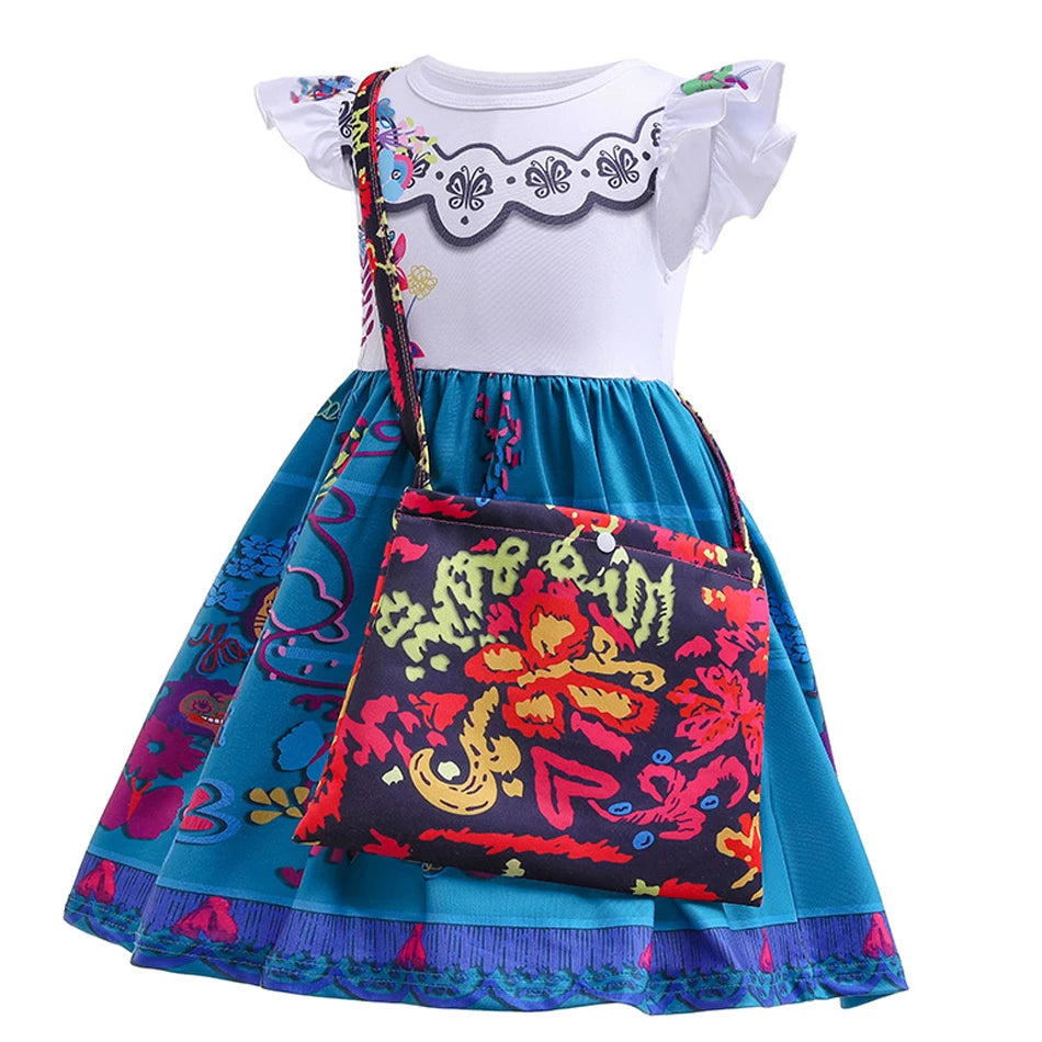 Mirabel Isabela Cosplay Princess Dress Kids Encanto Charm Costume Girls Halloween Children's Day Birthday Party Holiday Clothes