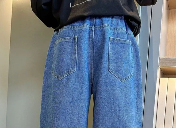 2025 New Boys' Denim Jeans 2025 Trendy Tween Boys Casual Long Pants Boys' Relaxed Fit Jeans Hot Sale