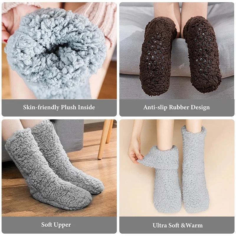 Thick Thermal Socks Men Women Winter Warm Home Soft Thickened Plus Velvet Sleeping Anti Slip Floor Slipper Sock Valentines Day