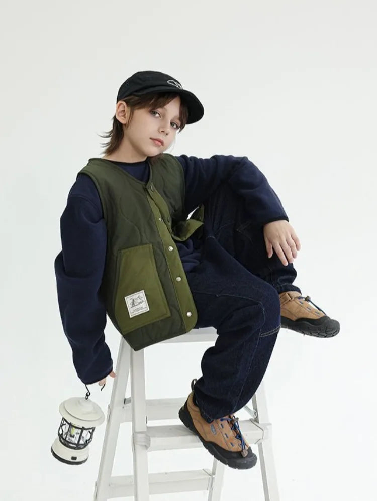 2025 New Winter Boys' Vest Stylish Children's Winter Jacket Baby Boy Sleeveless Waistcoat Outerwear for Toddler Boys