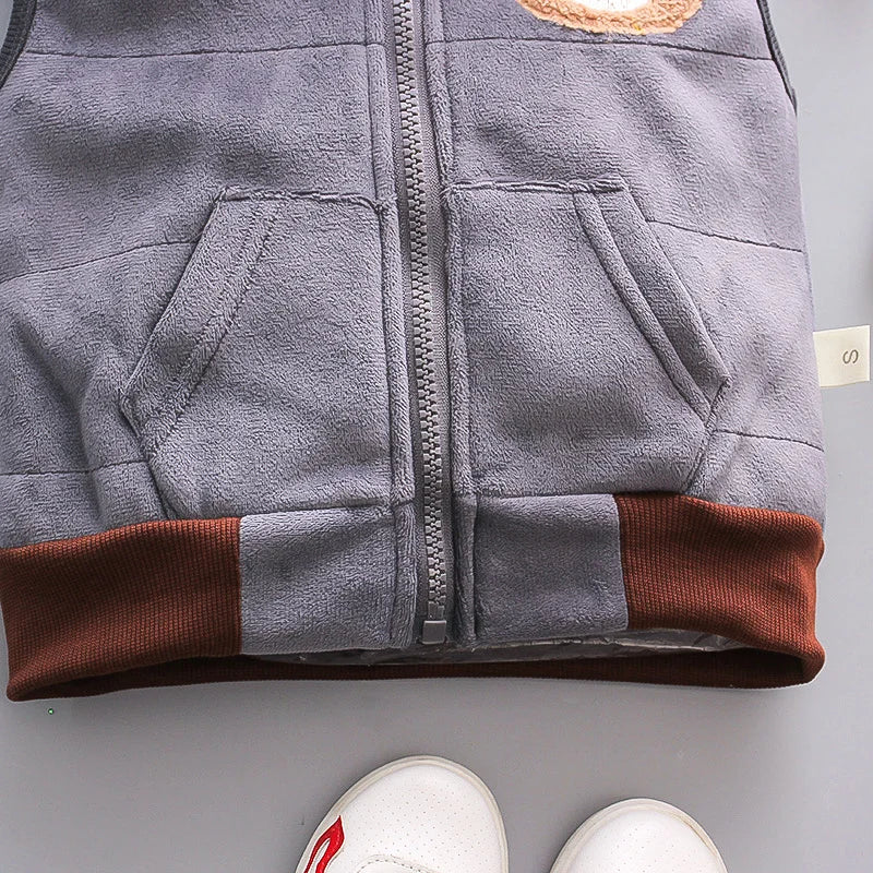 New Winter Baby Girls Clothes Suit Children Boys Thicken Warm Hooded Vest T-Shirt Pants 3Pcs/Set Toddler Costume Kids Tracksuits